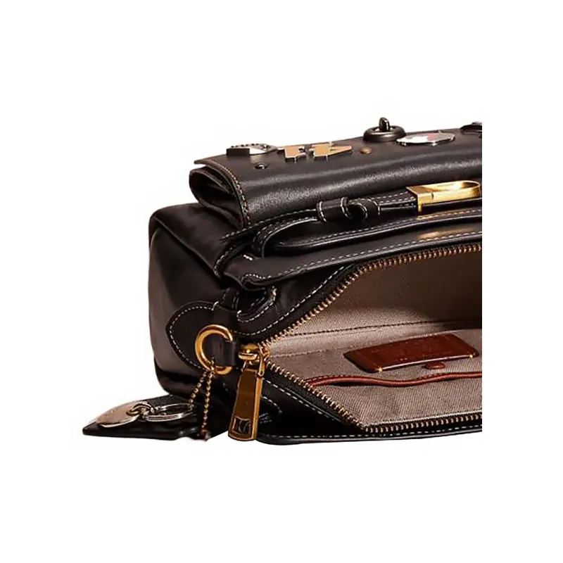 COACH Tate Glove Tanned Leather Shoulder Bag Crossbody Bag Handbag Medium Size Women's Black-3