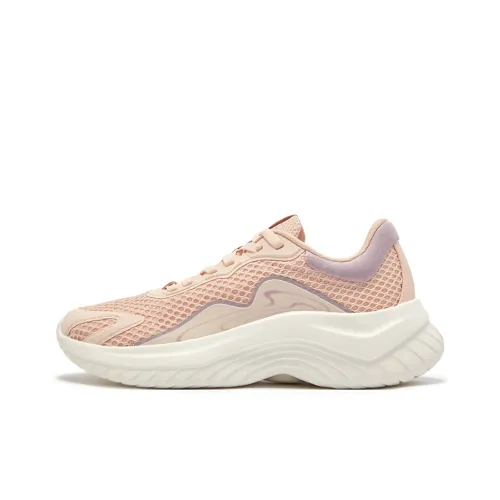 361° Breathable Wear Resistant Coverage Low Top Sprint Casual Running Shoes Women's White Pink