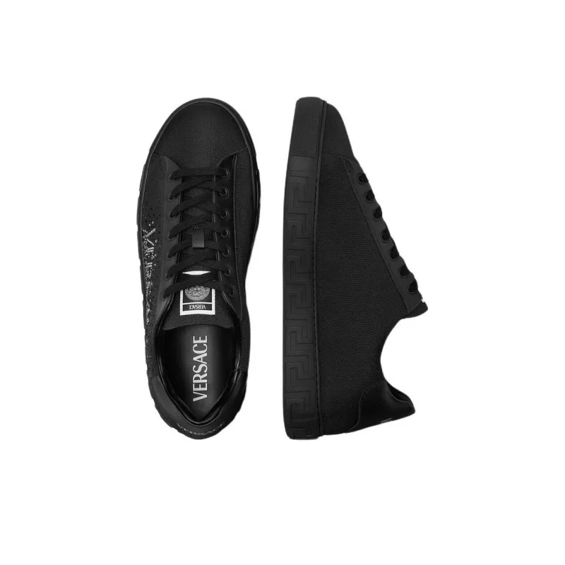 VERSACE LOGO GRECA Crystal Athletic Shoes Low Top Skateboard Shoes Men's Black-3
