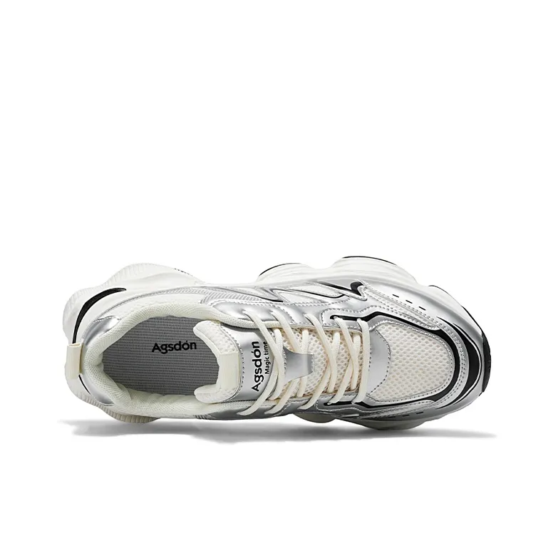 AGSDON Lightweight Height Increasing Anti-Slip And Wear-Resistant Low-Top Chunky Sneakers Men's Silver-9
