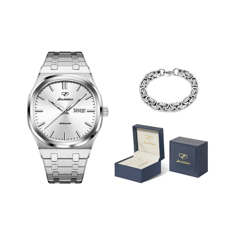 Jin Shi Dun Artisan Collection Mechanical Movement Stainless Steel Watchband Watch Men's Watches White Dial-0