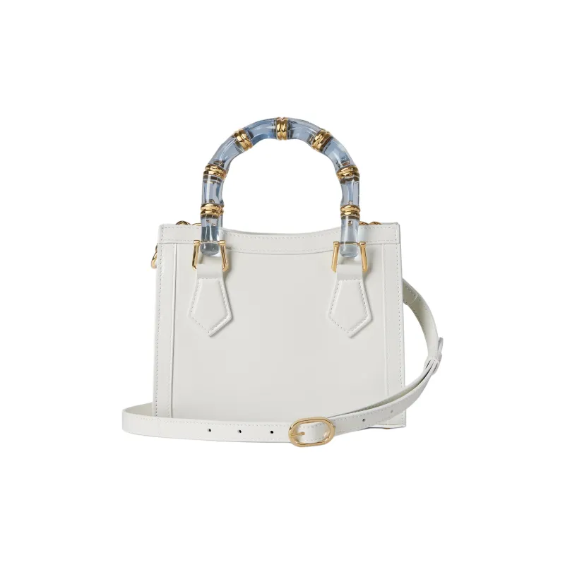 GUCCI Diana Polished Leather Tote Bag, Shopping Bag, Shoulder Bag, Handbag Mini Women's White-3
