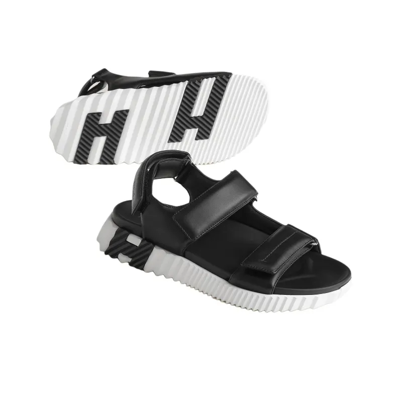 HERMES Junior One Strap Sandals 3.8cm Men's Black-2