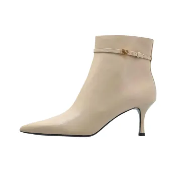 TORY BURCH Double T Ankle Boots 7cm Women's Beige