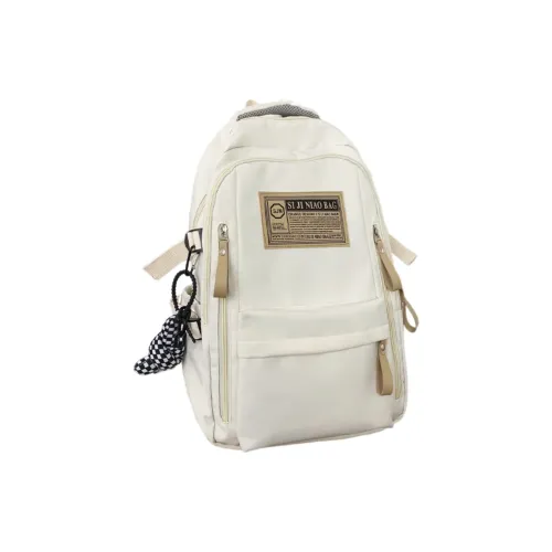 Tonlion Nylon Fabric Backpack Regular Unisex White/Black