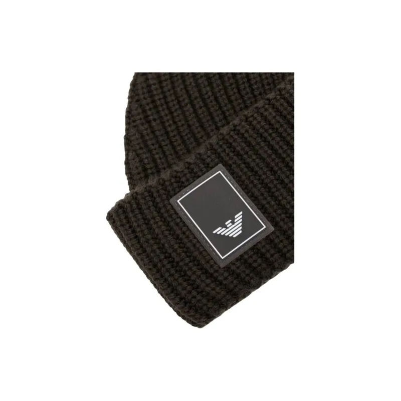 EMPORIO ARMANI Logo patch Virgin wool Beanie-1