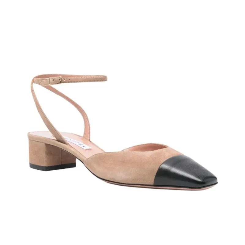 AQUAZZURA French Flirt Chunky Heel High Heels 3.5cm Women's Sandy Brown-2