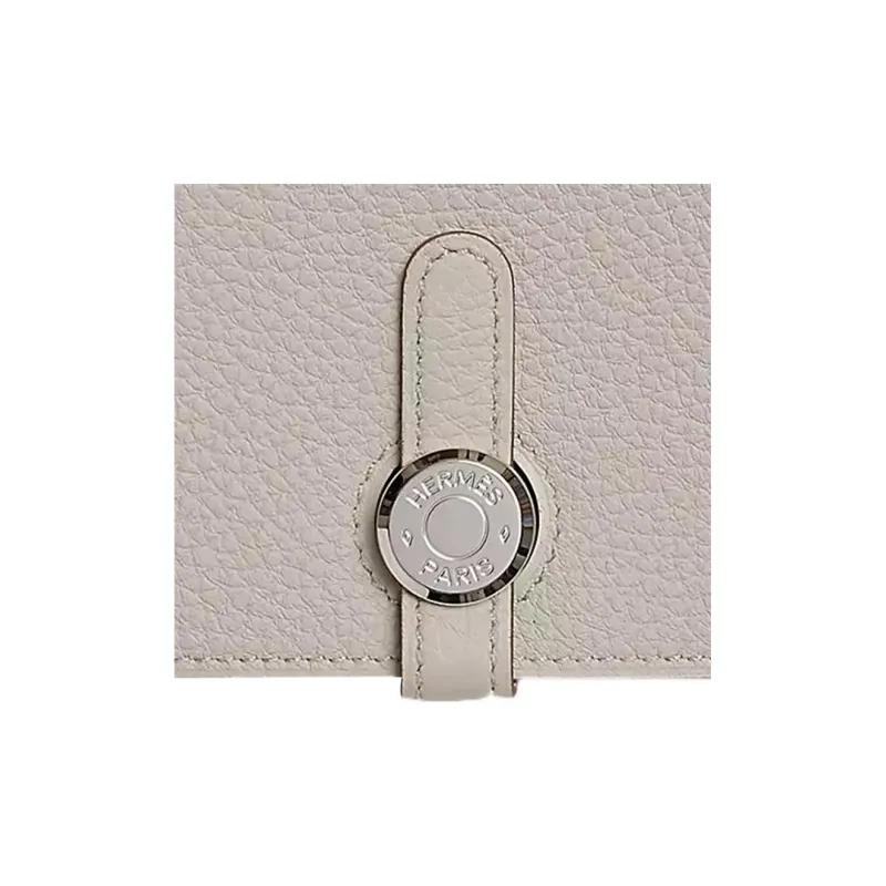 HERMES Dogon Togo Cow Leather Wallet Women's 8L Beton Concrete Gray/Glacier White-3