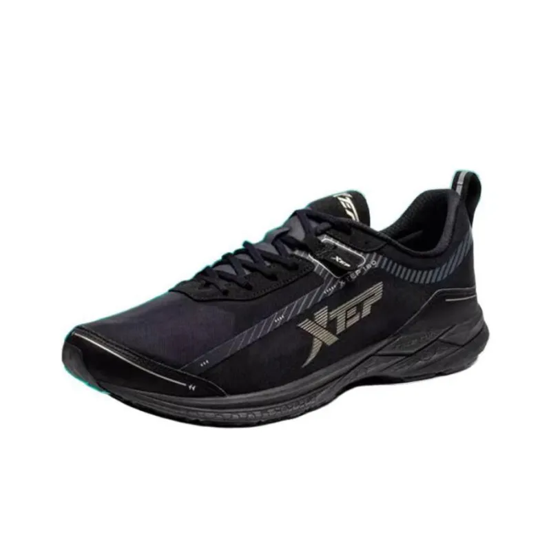 XTEP Race 160 Cushioned Anti Slip Wear Resistant Breathable Lightweight Low Top Running Shoes Men's Black Gold-2