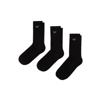 EMPORIO ARMANI SS25 Mid Calf Socks Men's 3 Pack Black