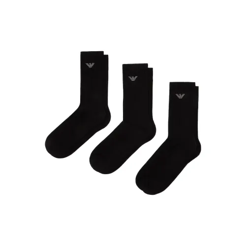 EMPORIO ARMANI SS25 Mid Calf Socks Men's 3 Pack Black