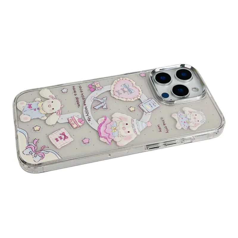 Wei Xin Acrylic Material Heart Book Little Rabbit Phone Cases Compatible With IPhone 16/15 Pro Max/Apple 13/14 Pro/Max-3