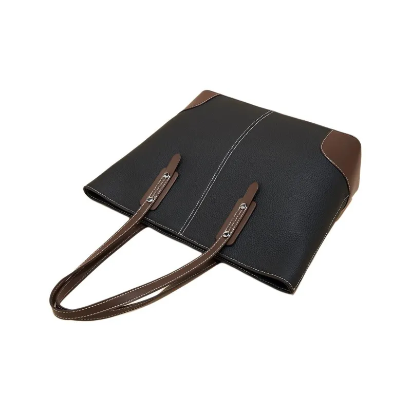 Old Man's Head Top Grain Cow Leather Shoulder Bag Women's 1Black/Elephant Gray-4