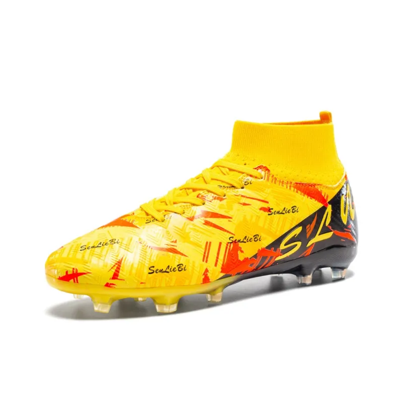 Kuding Soccer Shoes Unisex High Top Pink/Gold/Yellow/Green-4