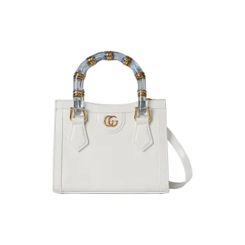 GUCCI Diana Polished Leather Tote Bag, Shopping Bag, Shoulder Bag, Handbag Mini Women's White