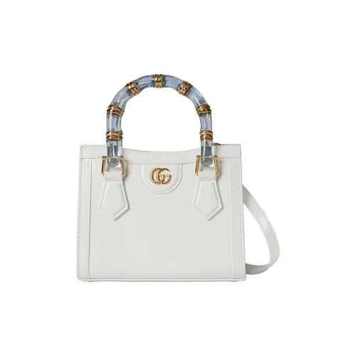 GUCCI Diana Polished Leather Tote Bag, Shopping Bag, Shoulder Bag, Handbag Mini Women's White
