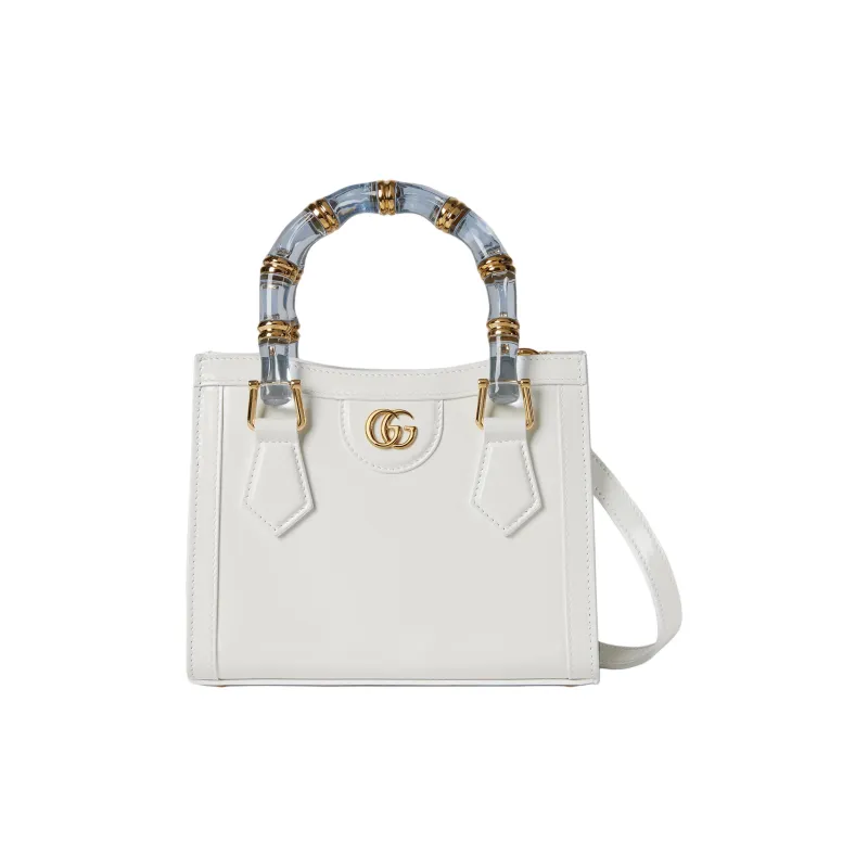 GUCCI Diana Polished Leather Tote Bag, Shopping Bag, Shoulder Bag, Handbag Mini Women's White-0