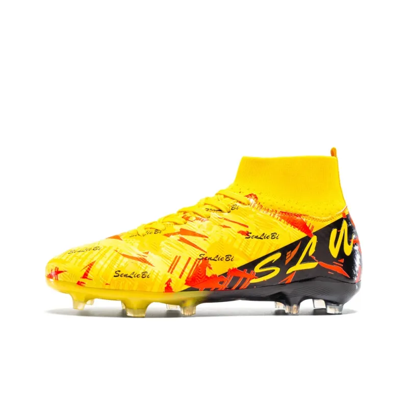 Kuding Soccer Shoes Unisex High Top Pink/Gold/Yellow/Green-3