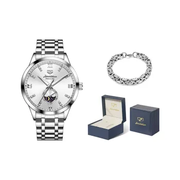 Jin Shi Dun Mechanical Movement Watch Men's Watches White Dial