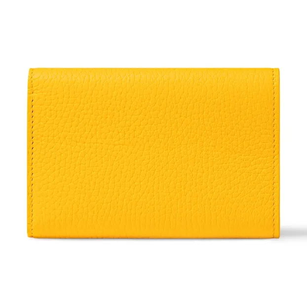 LOUIS VUITTON Capucines Cow Leather Wallet Women's Silver Apricot Yellow-2
