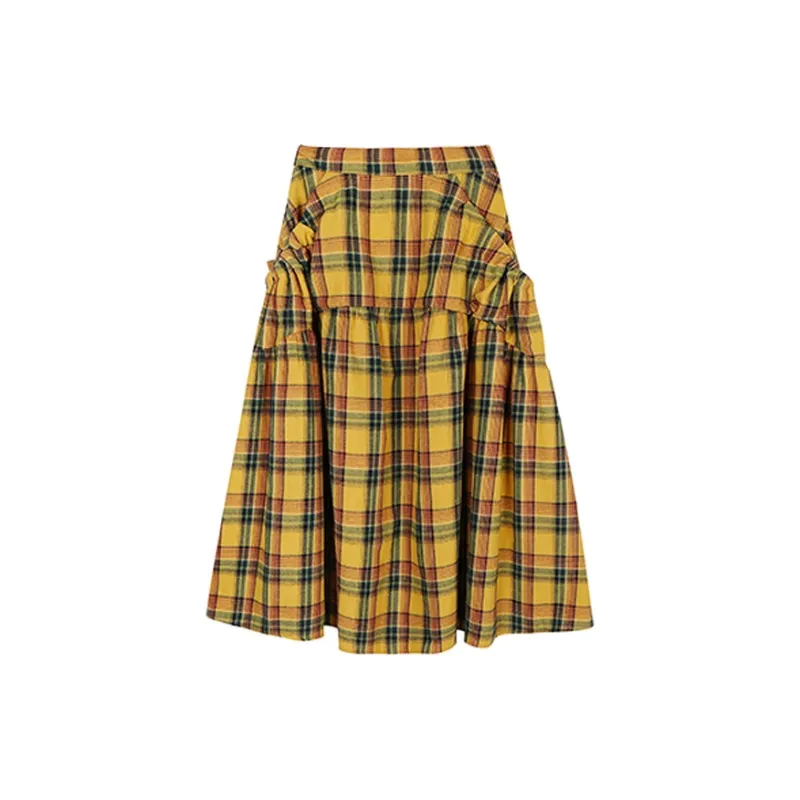 PZGE Casual Long Skirts Women's Yellow-1