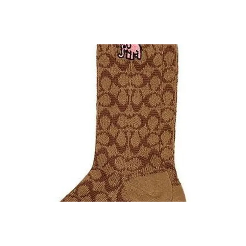 COACH Knee-High Socks Women's Brown-2