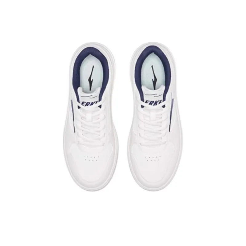 Erke Non slip Lightweight Low Top Skateboard Shoes Men's White Blue-2