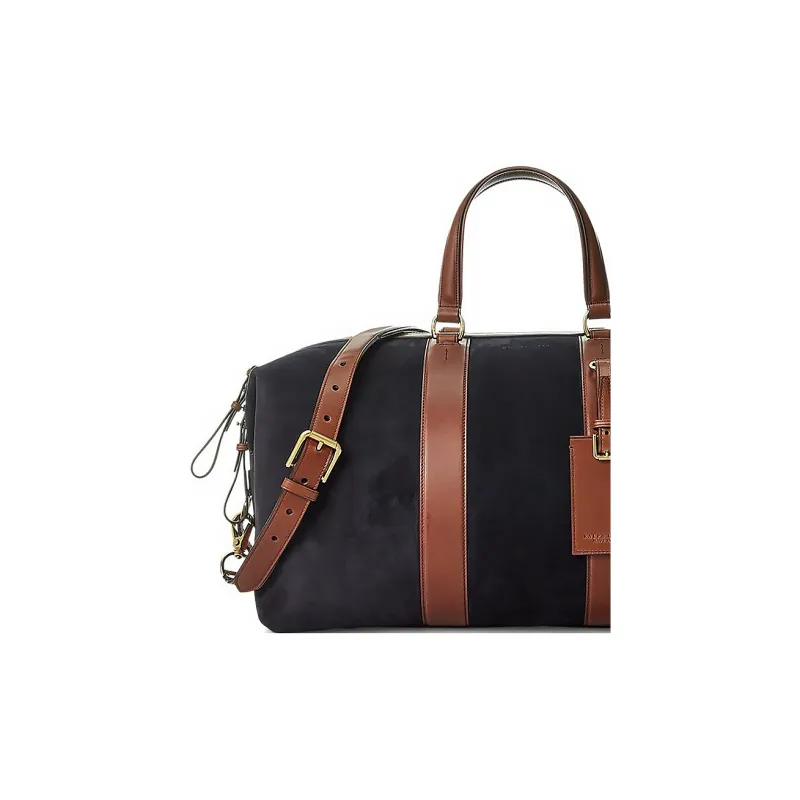Polo Ralph Lauren Welington Suede Patchwork Calfskin Luggage Bag Shoulder Bag Crossbody Handbag Men's Marine Blue-4