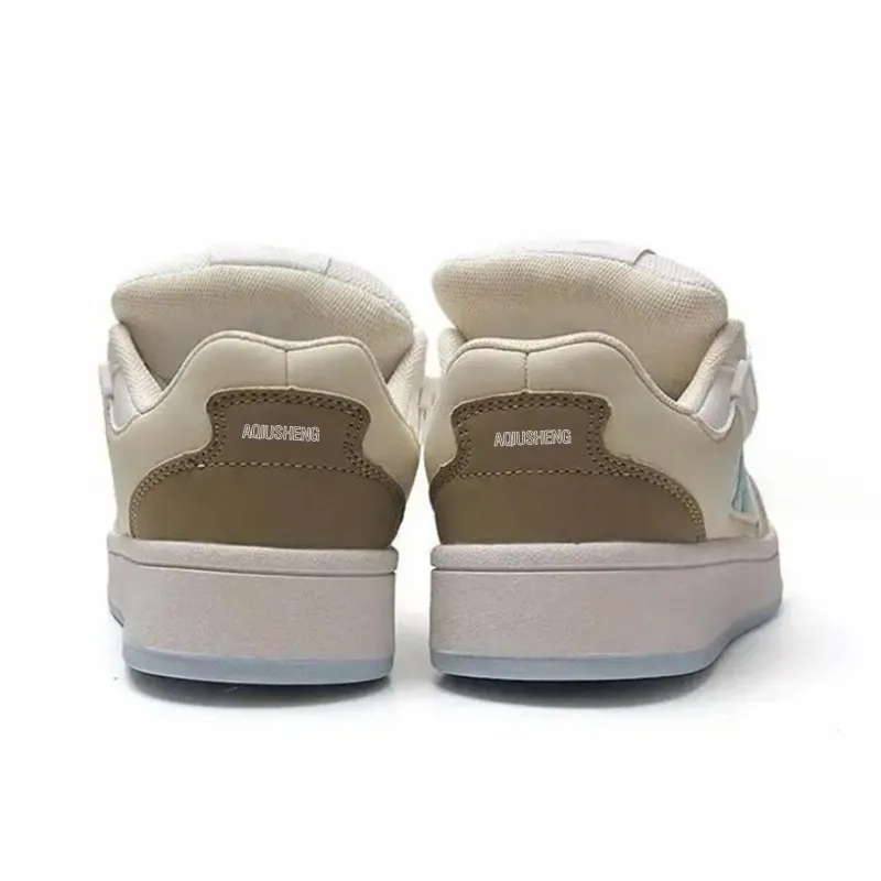 AQIUSHENG Minimalist Style Preppy Style Everyday Low Top Skateboard Shoes Women's White Blue Box-8