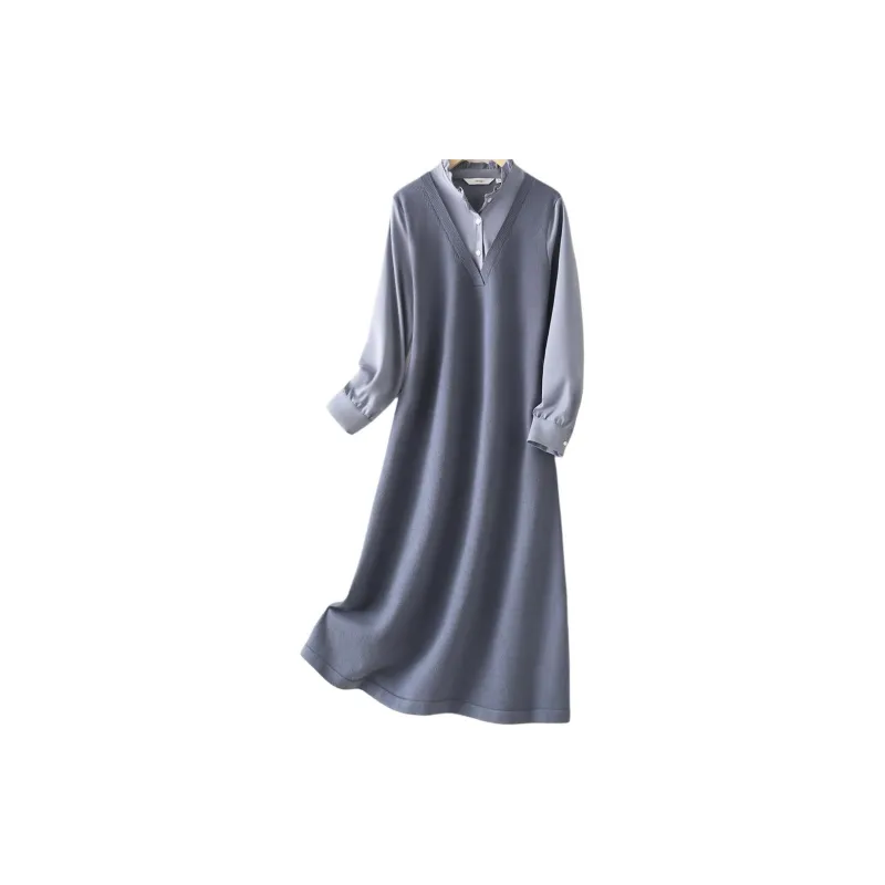 IHIMI Long Sleeved Dresses Women's Dusty Blue-1