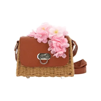 MONNALISA Paper & Wicker Shoulder Bag Women's Brown