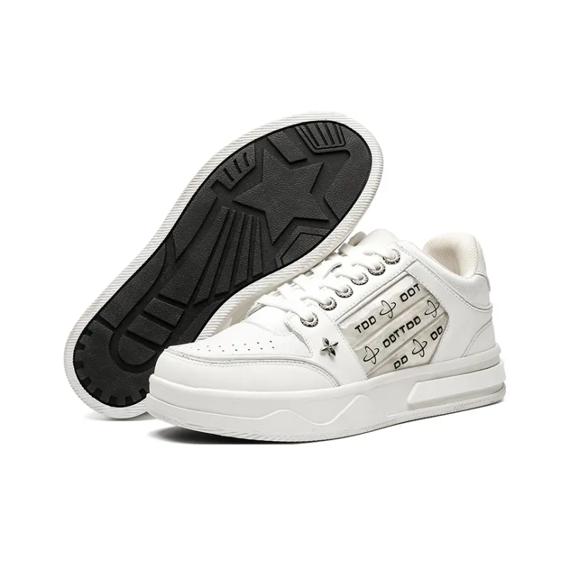 ESTEE GEEA Anti-Slip And Wear-Resistant Lightweight Height Increasing Low-Top Skateboard Shoes Unisex White-4