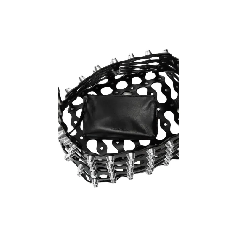 Alexander Wang Cow Leather Hobo Bag Shoulder Bag Medium Size Women's Black-4