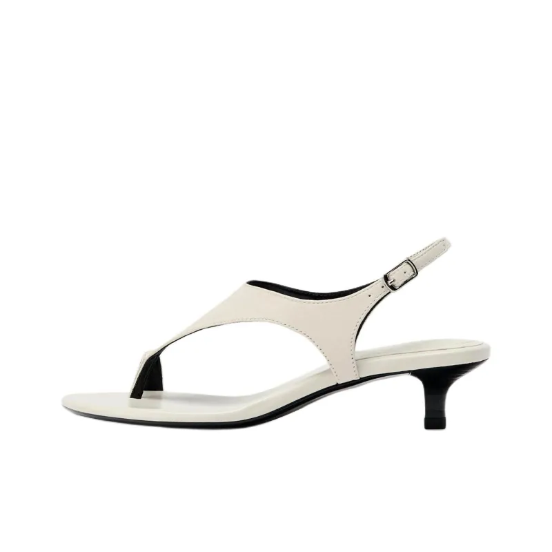 ZARA One Strap Sandals 5cm Women's White-0
