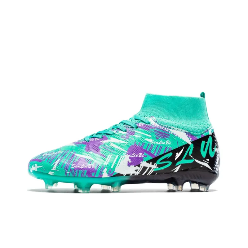 Kuding Soccer Shoes Unisex High Top Pink/Gold/Yellow/Green-9