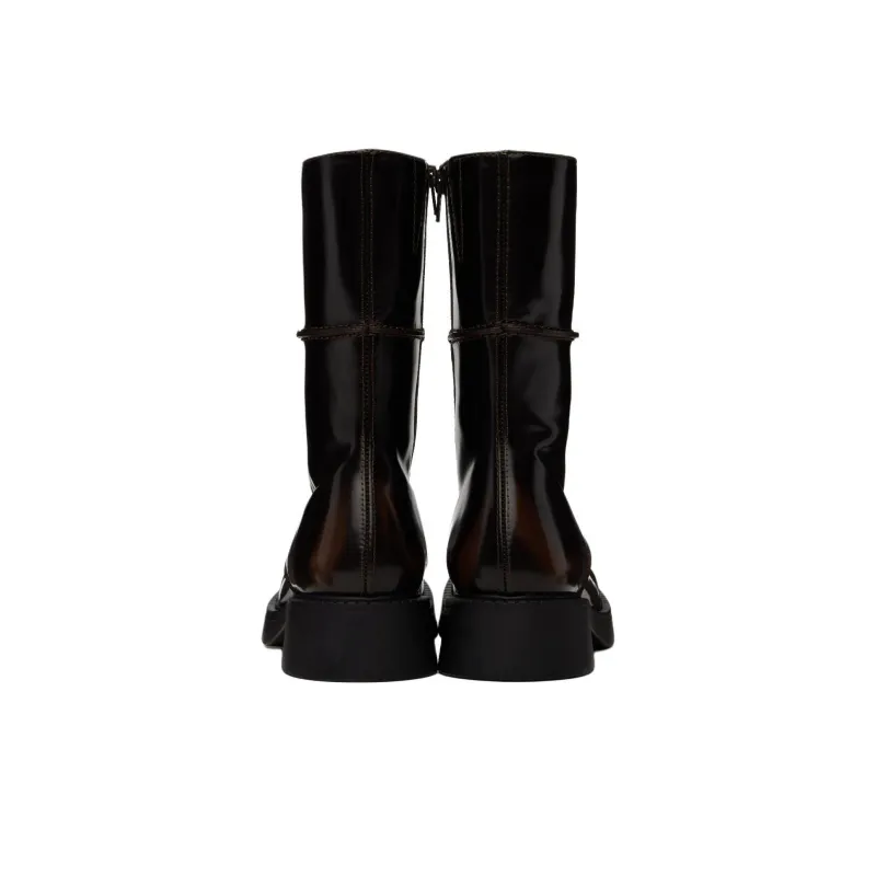 MIISTA Ankle Boots Women's Black Brown-3