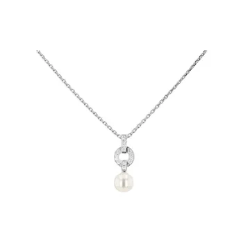 Cartier 1990s Pre owned 18kt White Gold Himalia Diamond And Pearl Necklace