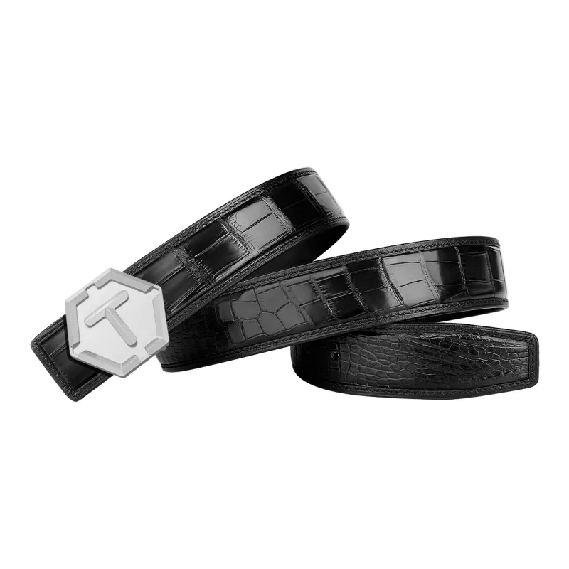 CATELLES Crocodile Leather Leather Belts Men's 3.5cm-2