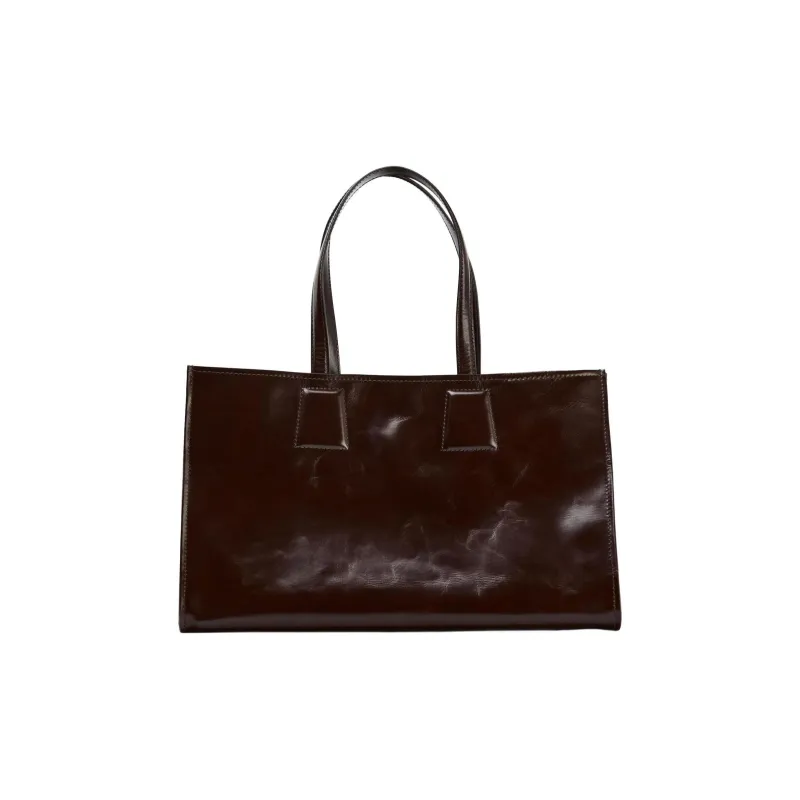 ZARA Cow Leather Tote Bag Shopping Bag Handbag Large Size Women's Red-3
