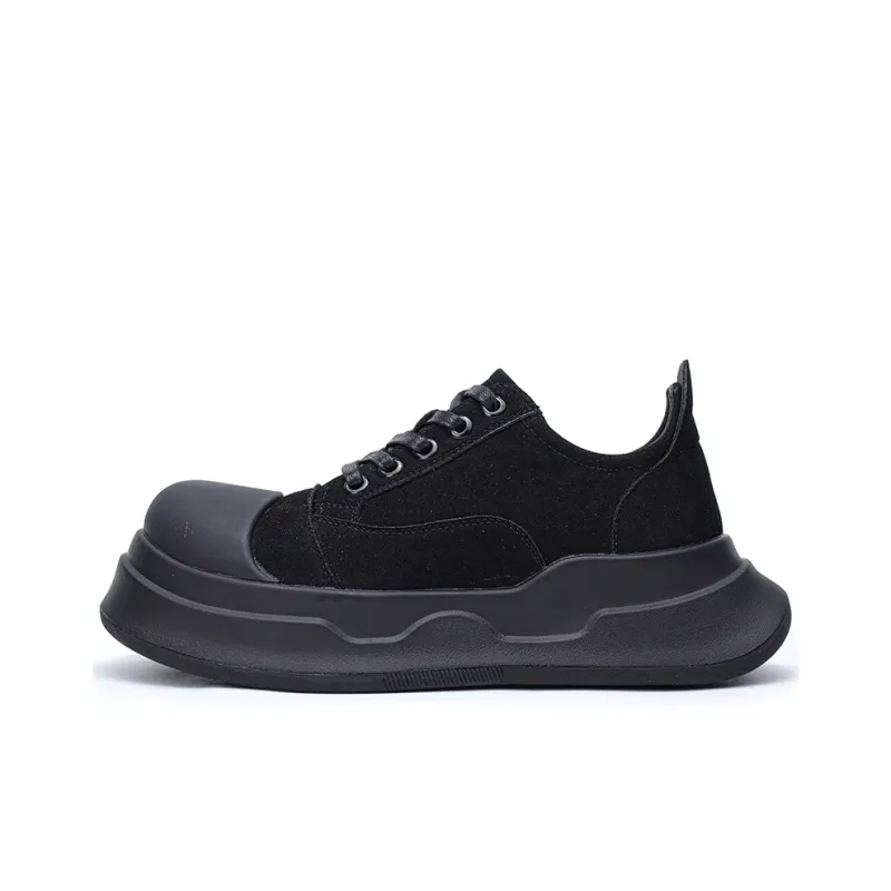 ESTEE GEEA Coverage Anti-Slip Wear-Resistant Breathable Height Increasing Low-Top Skateboard Shoes Unisex Black-0