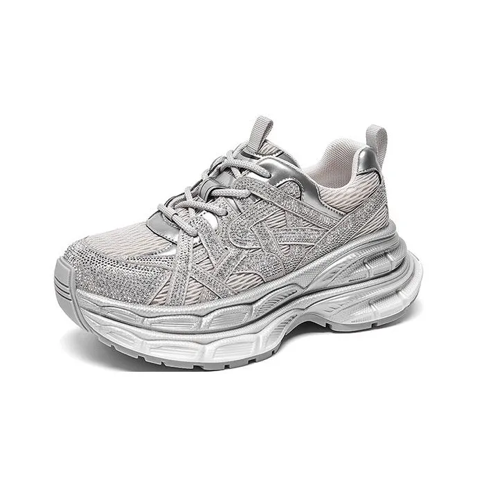 Lee Cooper Anti Slip Wear Resistant Breathable Lightweight Height Increasing Low Top Chunky Sneakers Women's-5