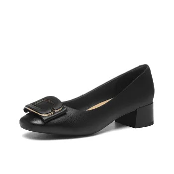 Golden Silk Rabbit Chunky Heel High Heels Women's