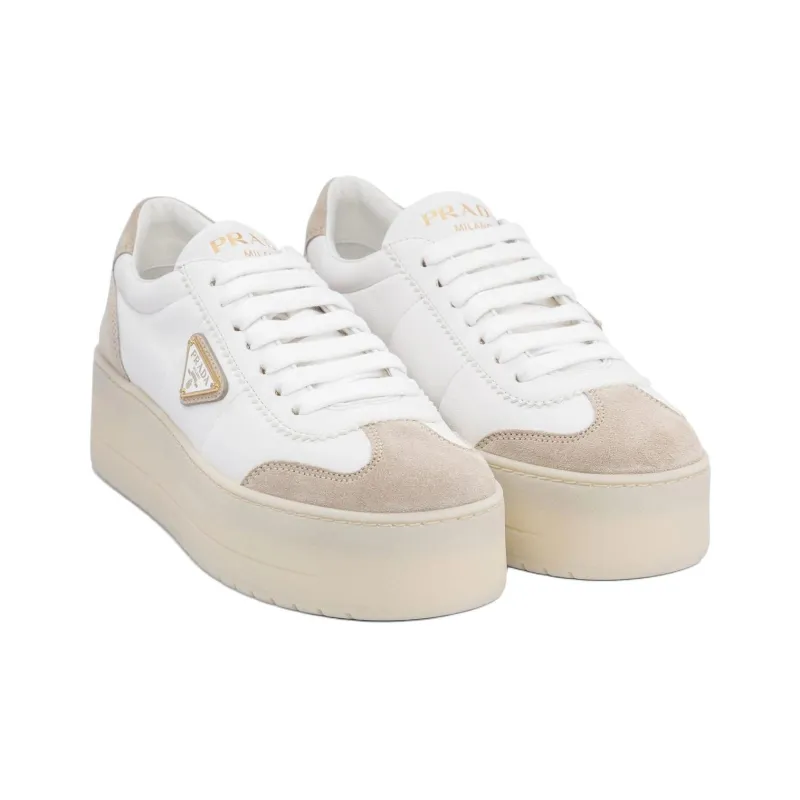 PRADA Downtown Low Top Skateboard Shoes Women's Beige-2