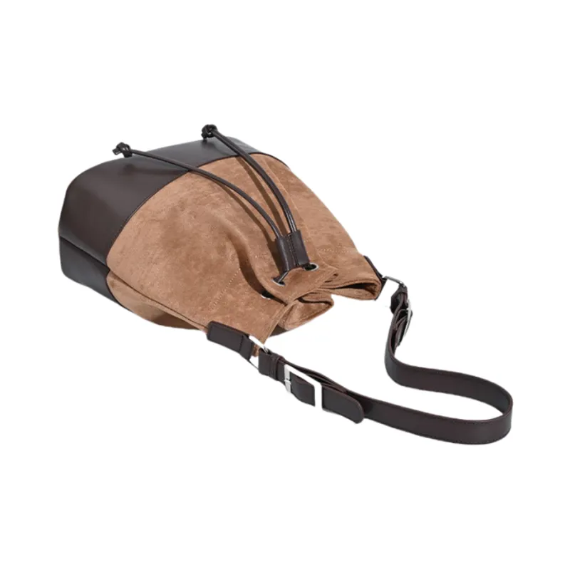 NOMK Suede Shoulder Bag Women's Brown/Coffee/Black-3