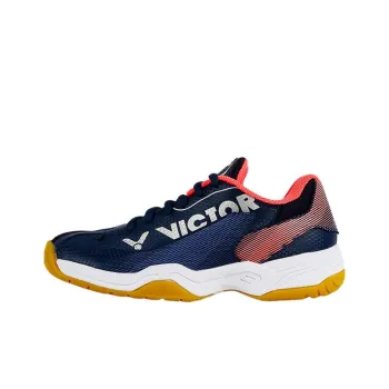 VICTOR Slip Resistant Breathable Height Increasing Low Top Badminton Shoes Women's Navy Blue Red