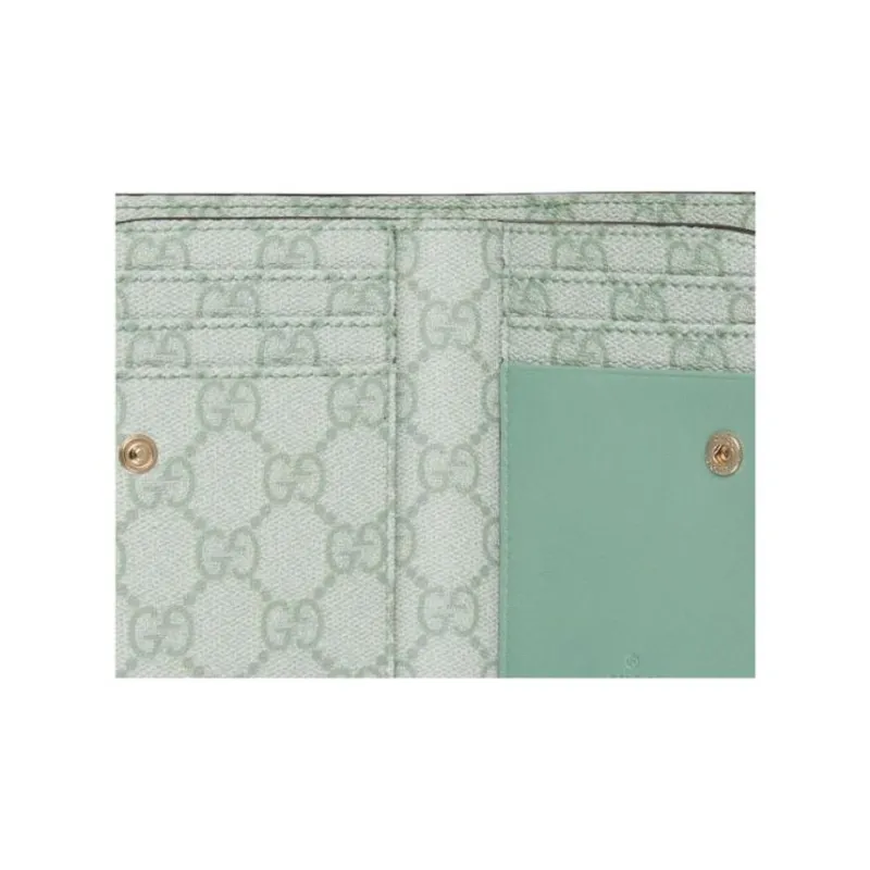 GUCCI Leather Wallet Women's Sage Green-3
