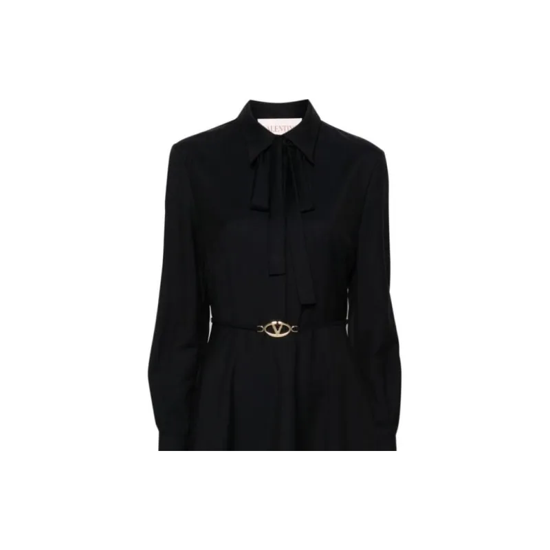 Valentino Logo Plaque Long-Sleeved Dress-4