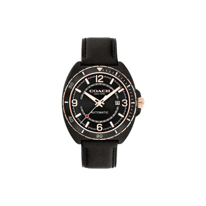 COACH CHARTER Collection Wrist Watch Mechanical Movement Cow Leather Strap 44.5mm Black Dial Unisex-0
