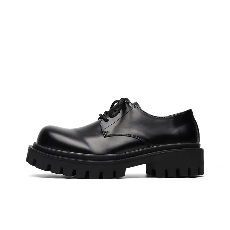 Chi Wolf Derby Shoes Casual Leather Shoes Unisex Black-0