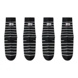 [4 Pack/Stripes Fabric Label]4 Pairs Black